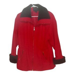 Red Winter Coat Jacket with Faux Fur‎ Collar